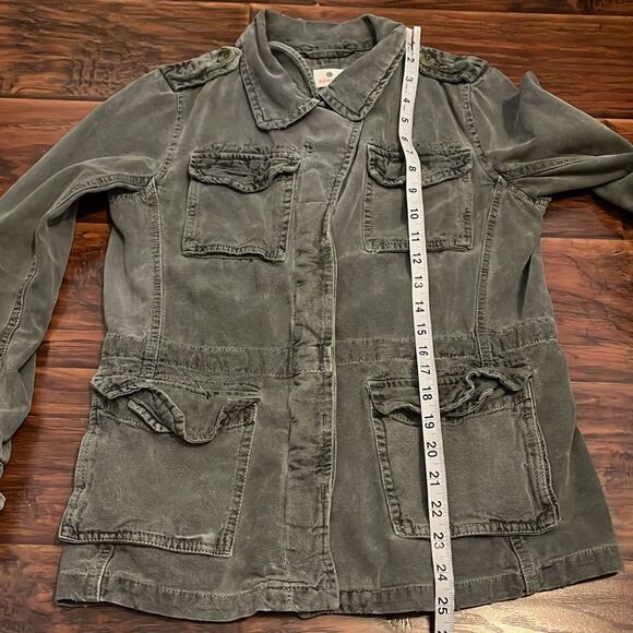 Sundry Green Distressed Military Utility Pockets Jacket Casual Military Boho - Picture 7 of 10